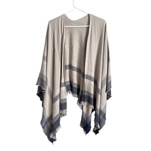 Siizu Alltrue Causebox Wrap Shrug Poncho Cream Grey Soft Stripe Western Neutral